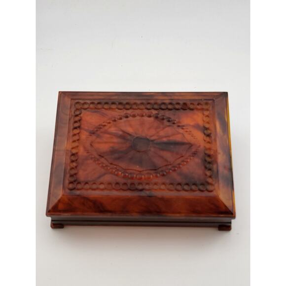 Vintage DuBois Co. Faux Tortoiseshell Celluloid Vanity Trinket Box Cincinnati OH - Picture 1 of 7